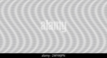 Moire optischer Effekt als nahtloses Muster. Abstrakter Vektor bg mit vertikalen Wellenlinien surrealer Textur. Schwarzweißhintergrund Stock Vektor