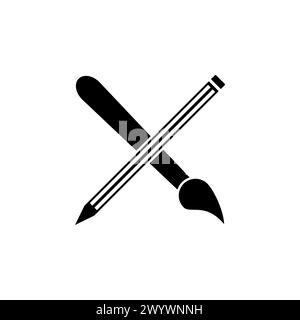 Zeichenwerkzeuge Bleistiftpinsel flaches Vektorsymbol. Einfaches, ausgefülltes Symbol auf weißem Hintergrund Stock Vektor