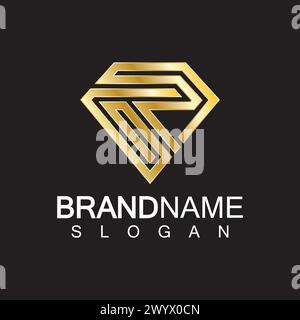 Ein rautenförmiger schwarzer Hintergrund mit dem Buchstaben R. Stock Vektor