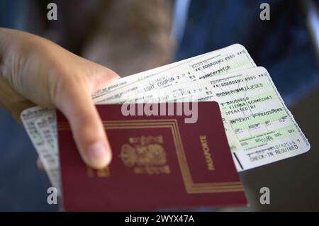 Reisepass und Bordkarten. Stockfoto