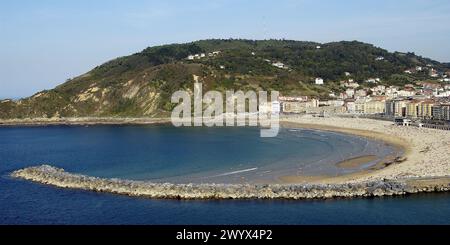 Playa de la Zurriola. Blick vom Monte Urgull. San Sebastian (Donostia). Guipuzcoa. Baskenland. Spanien. Stockfoto