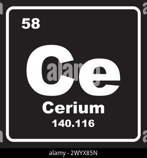 Cerium-Symbol, chemisches Element im Periodensystem Stock Vektor