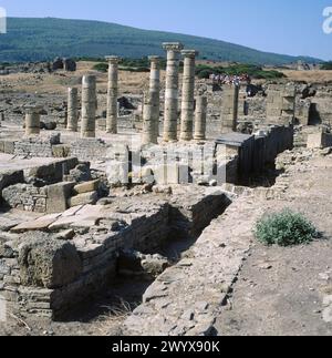 Alte römische Stadt Baelo Claudia (II v. Chr.). Tarifa. Provinz Cadiz. Spanien. Stockfoto