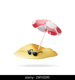3D Red Beach Regenschirm in Sand Stock Vektor