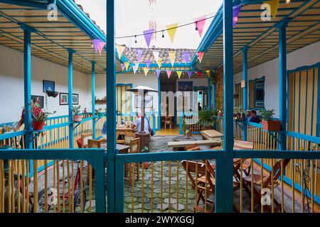 Café Jesús Martin, Cafetal Santa Ana, Salento, Quindio, Kolumbien, Südamerika. Stockfoto