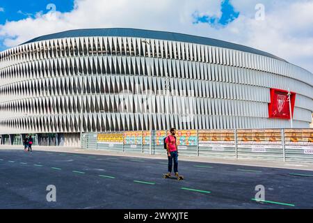 San Mamés, auch bekannt als Nuevo San Mamés oder San Mames Barria, ist ein Fußballstadion für alle Sitzer, das Heimstadion von Athletic Bilbao. Bilbao, Biskaya, Baskischer Graf Stockfoto