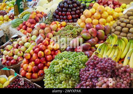 Obst- und Gemüsemarkt. Sonntagsmarkt. San Telmo. Buenos Aires. Argentinien. Stockfoto