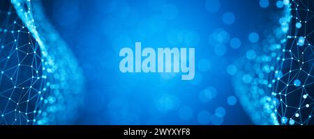 Hintergrund von Polygonen, Punkten und Linien. Big Data. Abstrakte Konzepte von Cybersicherheits- und digitalen Datenschutztechnologien. Zero Trust. Datenbackgr Stockfoto