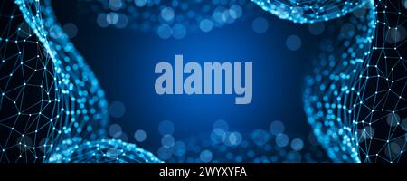 Abstrakte Konzepte von Cybersicherheits- und digitalen Datenschutztechnologien. Hintergrund von Polygonen, Punkten und Linien. Big Data. Zero Trust. Datenbackgr Stockfoto