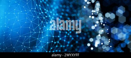 Big Data. Abstrakte Konzepte von Cybersicherheits- und digitalen Datenschutztechnologien. Hintergrund von Polygonen, Punkten und Linien. Zero Trust. Datenbackgr Stockfoto