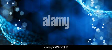 Das Konzept der künstlichen Intelligenz. Big Data. Abstrakte Konzepte von Cybersicherheits- und digitalen Datenschutztechnologien. Hintergrund von Polygonen, Punkte A Stockfoto