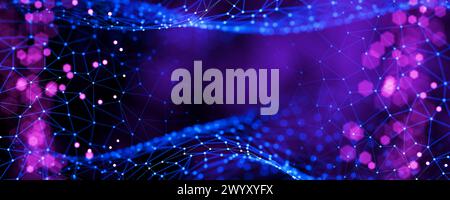 Hintergrund von Polygonen, Punkten und Linien. Das Konzept der künstlichen Intelligenz. Big Data. Abstrakte Konzepte der Cybersicherheit und der digitalen Datenschutztechnologie Stockfoto