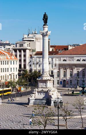 Denkmal von König Pedro IV., Rossio-Platz, Lissabon, Portugal Stockfoto