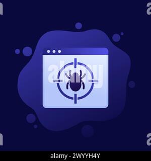Debugging-Symbol mit Bug und Ziel, Vektordesign Stock Vektor