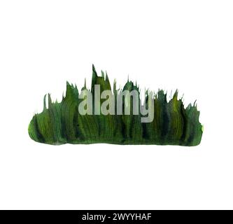 Grüne Aquarellgras-Grenze natürlich, organisch, Bio, Öko-Label und -Form, isoliert auf weißem Hintergrund. Handgezeichnete Färbung, abstrakte Aquarelltextur Stockfoto