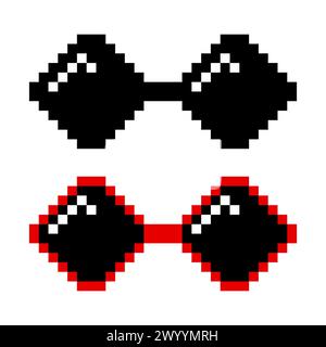 Gepixeltes Sonnenbrillen-Set. Pixel Boss Brille, 8-Bit-Stil. Meme Game 8-Bit Sonnenbrillen Design Template, isoliert Stock Vektor