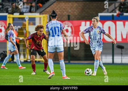 Leuven, Belgien. April 2024. Alexia Putellas (11) aus Spanien, das am ersten Spieltag in der Gruppe A2 in der Liga der UEFA-Qualifikation für Frauen 2023-24 am Freitag, den 5. April 2024, in Leuven, BELGIEN, während eines Spiels zwischen den BELGISCHEN Nationalmannschaften mit dem Namen Red Flames und Spanien gezeigt wurde. Quelle: Sportpix/Alamy Live News Stockfoto