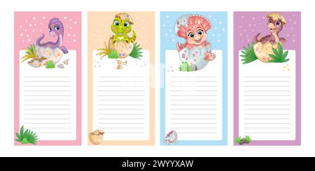 Stickerdesign mit niedlichen Dinosaurier-Vektor-Illustration Stock Vektor