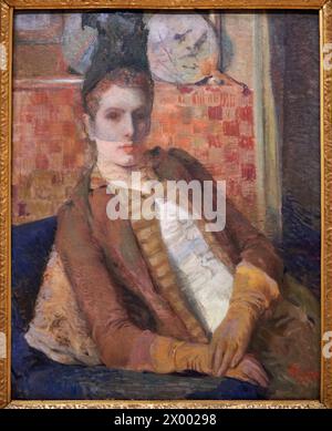 Porträt einer sitzenden Dame, 1887, Théo van Rysselberghe (1862-1926). Stockfoto