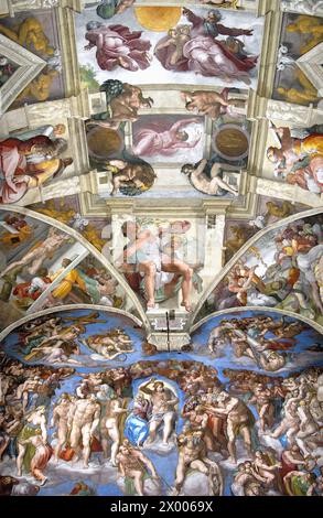 Renaissance-Fresken von Michelangelo in der Sixtinischen Kapelle, Museen des Vatikanischen Palastes. Vatikanstadt, Rom. Italien. Stockfoto