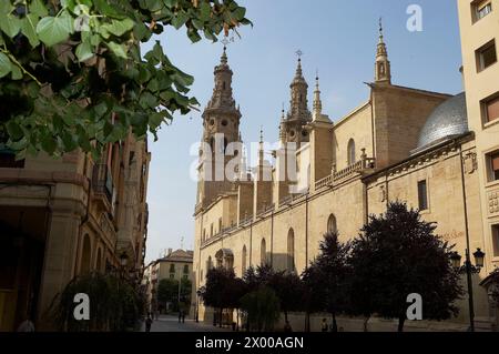 Kathedrale Santa Maria La Redonda, Calle Portales, Logroño, La Rioja, Spanien. Stockfoto