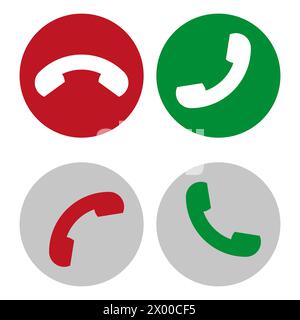 Symbol Anruf annehmen. Symbol "Anruf ablehnen". Kommunikationskonzept. Einfaches Design. Vektorabbildung. EPS 10. Stock Vektor