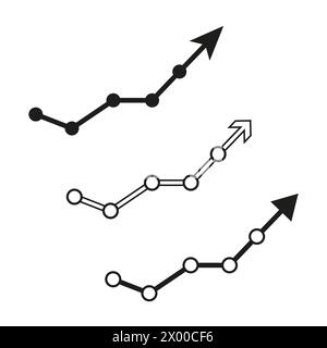Aufsteigende Liniendiagramme. Pfeile zum Wachstumstrend. Diagramm Gewinnsteigerung. Vektorabbildung. EPS 10. Stock Vektor