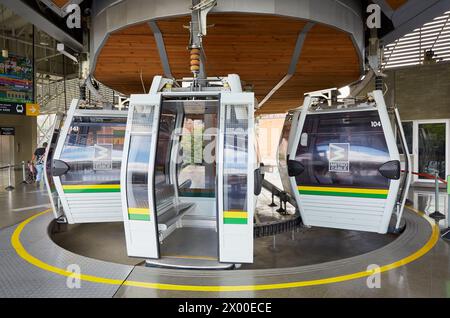 U-Bahn-Kabel, Estacion de San Javier, Medellin, Antioquia, Kolumbien, Südamerika. Stockfoto