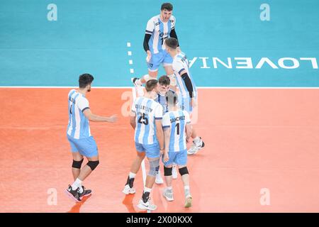 Santiago Danani, Luciano Vicentin, Pablo Koukartsev, Joaquin Gallego, Luciano Palonsky, Matias Sanchez (Argentinien). Volleyball-Weltmeisterschaft 2022. Stockfoto