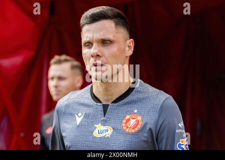 Lodz, Polen. April 2024. Rafal Gikiewicz aus Widzew wurde während des Polnischen PKO Ekstraklasa League-Spiels zwischen Widzew Lodz und Piast Gliwice im Widzew Lodz Municipal Stadium gesehen. Endergebnis: Widzew Lodz vs Piast Gliwice 1:0. (Foto: Mikolaj Barbanell/SOPA Images/SIPA USA) Credit: SIPA USA/Alamy Live News Stockfoto