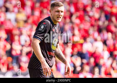 Lodz, Polen. April 2024. Fabian Piasecki aus Piast wurde während des Polnischen PKO Ekstraklasa League-Spiels zwischen Widzew Lodz und Piast Gliwice im Widzew Lodz Municipal Stadium gesehen. Endergebnis: Widzew Lodz vs Piast Gliwice 1:0. Quelle: SOPA Images Limited/Alamy Live News Stockfoto