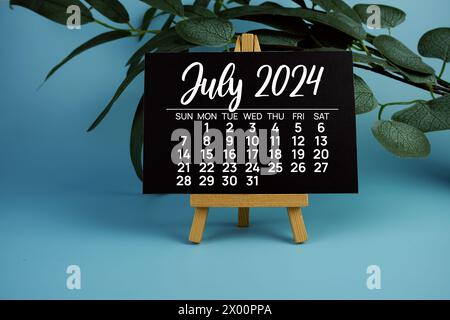 Monatskalender Juli 2024 für Planung und Management Stockfoto