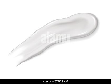 Realistischer 3D-Abstrich von weißer Creme auf isoliertem weißem Hintergrund. Vektor-Illustration isolierte Kosmetik glatte Tropfen Feuchtigkeitspflege für Körper oder Gesichts m Stock Vektor