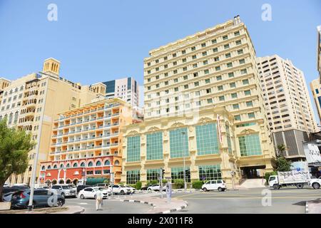 Carlton Hotel auf der Baniyas Rd in Deira, Dubai, VAE. Stockfoto