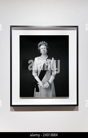 Porträt eines Queen Elizabeth II Madame Tussauds Wachsmodell bei der Hiroshi Sugimoto Time Machine 2023 Ausstellung in der Hayward Gallery, London, England Stockfoto