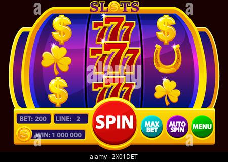Der Spielautomat mit goldenen Symbolen Stock Vektor