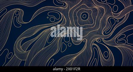 Vektor abstrakte Marmor Linie Grafik, Zelle, organische Form goldene Illustration. Sanfter Spritzer, chemischer abstrakter Hintergrund. Flüssigkeitselement Stock Vektor