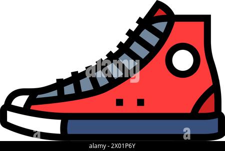 High Top Sneakers Streetwear Tuch Mode Farbe Icon Illustration Stock Vektor