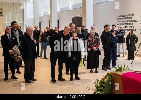 Mailand, Italien. April 2024. Stefano Boeri presidente Triennale con la moglie Margherita PalliMilano, Italia - Cronaca Luned&#xec;, 9. April 2024. (Foto di Marco Ottico/Lapresse) Italo Rotas Totenkapelle bei der Triennale Mailand, Italien - Nachrichten Montag, 9. April 2024. (Foto: Marco Ottico/Lapresse) Credit: LaPresse/Alamy Live News Stockfoto