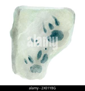 Dinosaurierfußabdruck im Fels. Aquarellfarben. Vektor . Stock Vektor