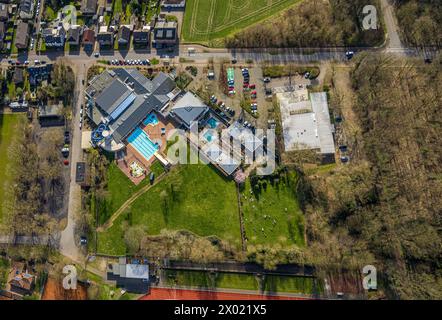 Luftansicht, Embricana Swimmingpool und Außenpool, Freizeitpool und Sauna, Emmerich, Emmerich am Rhein, Nordrhein-Westfalen, Deutschland Stockfoto