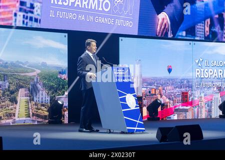 Mailand, Italien. April 2024. Allianz MiCo. Apertura del Salone del risparmio 2024.- Cronaca - Milano, Italia - Marted&#xec; 9 april 2024 (Foto Alessandro Cimma/Lapresse) Allianz MiCo. Eröffnung der Sparmesse 2024.- News - Mailand, Italien - Dienstag, 9. April 2024 (Foto Alessandro Cimma/Lapresse) Presidente di Assogestioni Carlo Trabattoni Credit: LaPresse/Alamy Live News Stockfoto