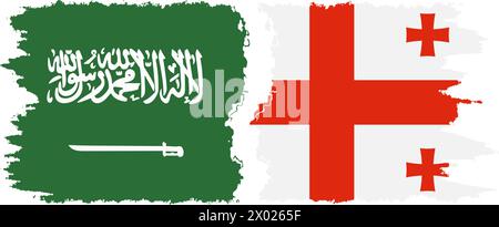 Georgien und Saudi-Arabien Grunge Flaggen Verbindung, Vektor Stock Vektor