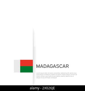 Hintergrund der Madagaskar-Flagge. Staatliches patriotisches madagaskar-Banner, Cover. Dokumentvorlage, Markierung auf weißem Hintergrund. Nationales Poster. Geschäftsbroschüre Stock Vektor