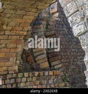 Mauerwerk am Balance Tower im Blaenavon Ironworks Museum in Blaenavon, Abergavenny, Wales, Großbritannien Stockfoto