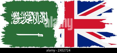 UK und Saudi Arabien Grunge Flags Verbindung, Vektor Stock Vektor