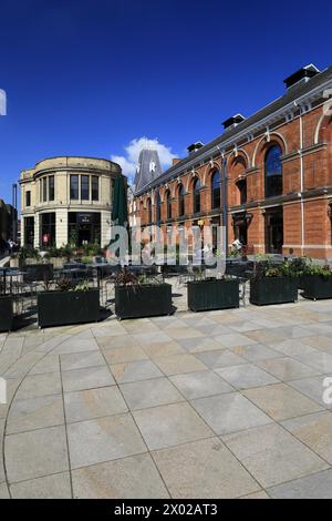 Blick auf Cornhill Market Area, Lincoln City, Lincolnshire, England, Großbritannien Stockfoto