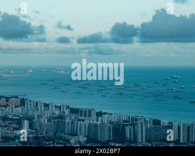 Aus der Vogelperspektive auf die Skyline von Singapur, Asien Stockfoto