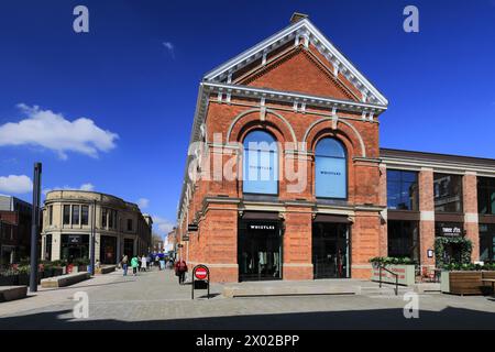 Blick auf Cornhill Market Area, Lincoln City, Lincolnshire, England, Großbritannien Stockfoto