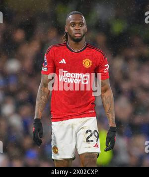 London, Großbritannien. April 2024. April 2024 - Chelsea gegen Manchester United - Premier League - Stamford Bridge. Aaron Wan-Bissaka im Kampf gegen Chelsea. Bildnachweis: Mark Pain/Alamy Live News Stockfoto